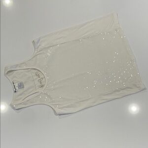 Cowgirl Tuff Cream Sequin Racerback Tank Size M